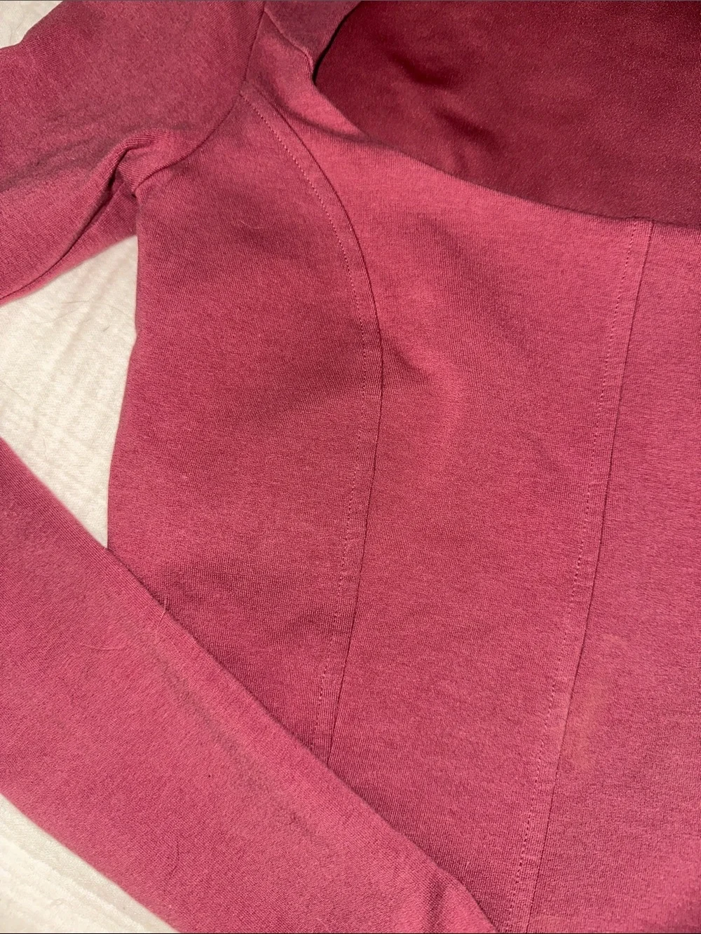 ALO Yoga Mauve-Burgundy Square Neck Long Sleeve Fitted Top Built in Bra EUC - XS